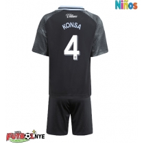 Camiseta Aston Villa Ezri Konsa #4 Visitante Equipación para niños 2025-26 manga corta (+ pantalones cortos)